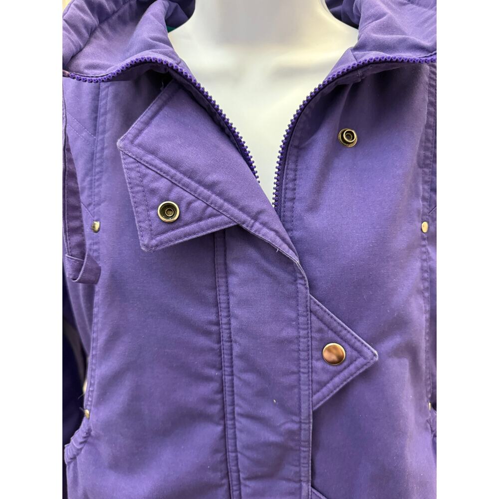 Vintage 80s Ville Franche Women Size M Purple Jacket zipped Snap button closure - Picture 2 of 6